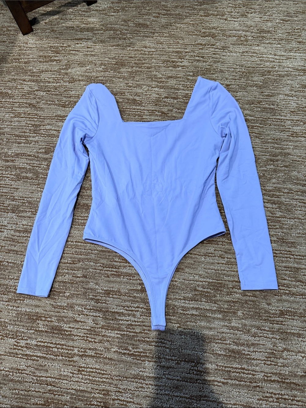 Francesca's Collections Lavender Long-Sleeve Square Neck Bodysuit